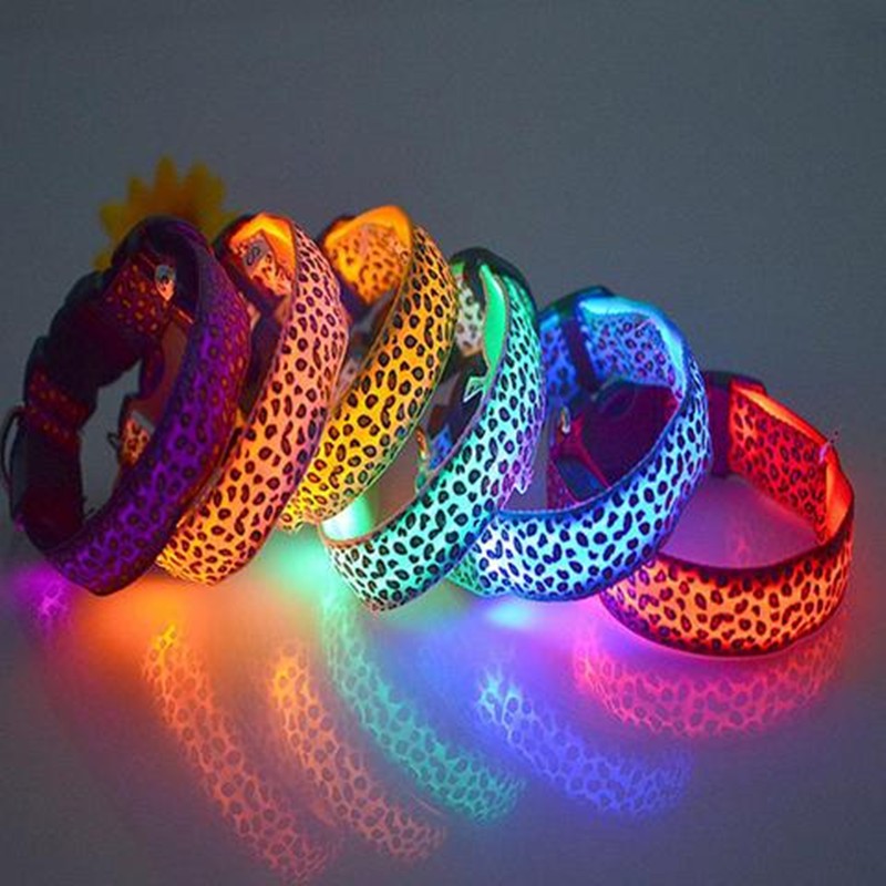 LED Dog Collar Safety Adjustable Nylon Leopard Pet Collar - Uniq Niche