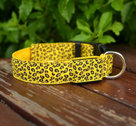 LED Dog Collar Safety Adjustable Nylon Leopard Pet Collar - Uniq Niche