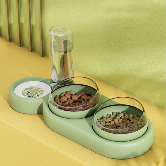 Pet Cat Bowl Automatic Feeder Dog Cat Food Bowl With Water Fountain Double Bowl Drinking Raised Stand - Uniq Niche