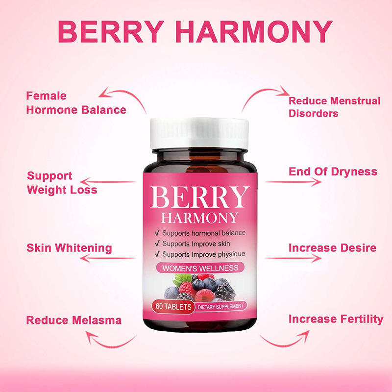 Berry Harmony Tablet With Vitamins Calcium Supports Hormonal Balance For Adults 60 Count - Uniq Niche