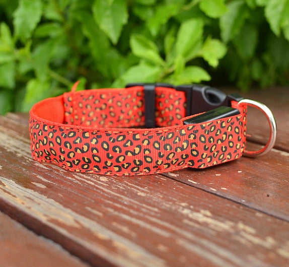 LED Dog Collar Safety Adjustable Nylon Leopard Pet Collar - Uniq Niche