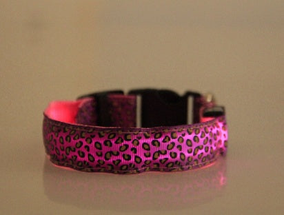 LED Dog Collar Safety Adjustable Nylon Leopard Pet Collar - Uniq Niche