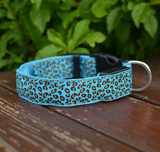 LED Dog Collar Safety Adjustable Nylon Leopard Pet Collar - Uniq Niche