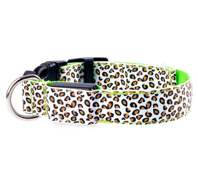 LED Dog Collar Safety Adjustable Nylon Leopard Pet Collar - Uniq Niche