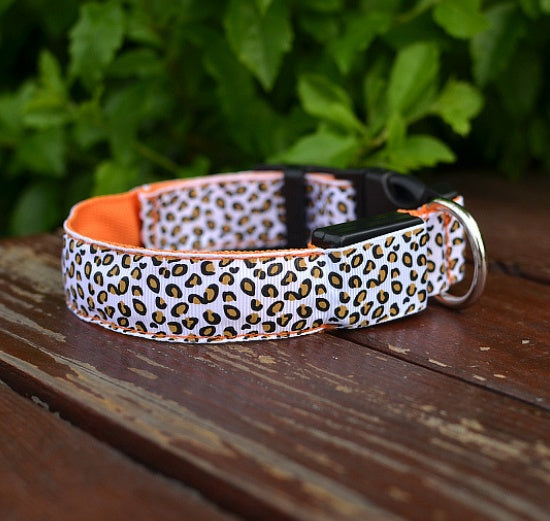LED Dog Collar Safety Adjustable Nylon Leopard Pet Collar - Uniq Niche