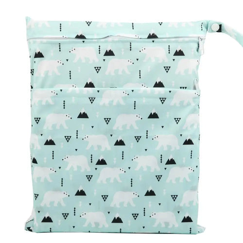 [Sigzagor]Wet Dry Bag With Two Zippered For Baby Diapers Nappies
