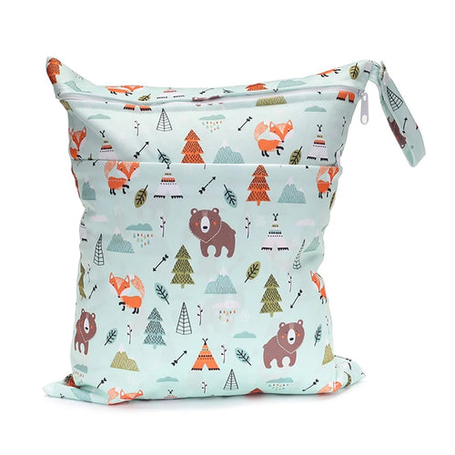 [Sigzagor]Wet Dry Bag With Two Zippered For Baby Diapers Nappies