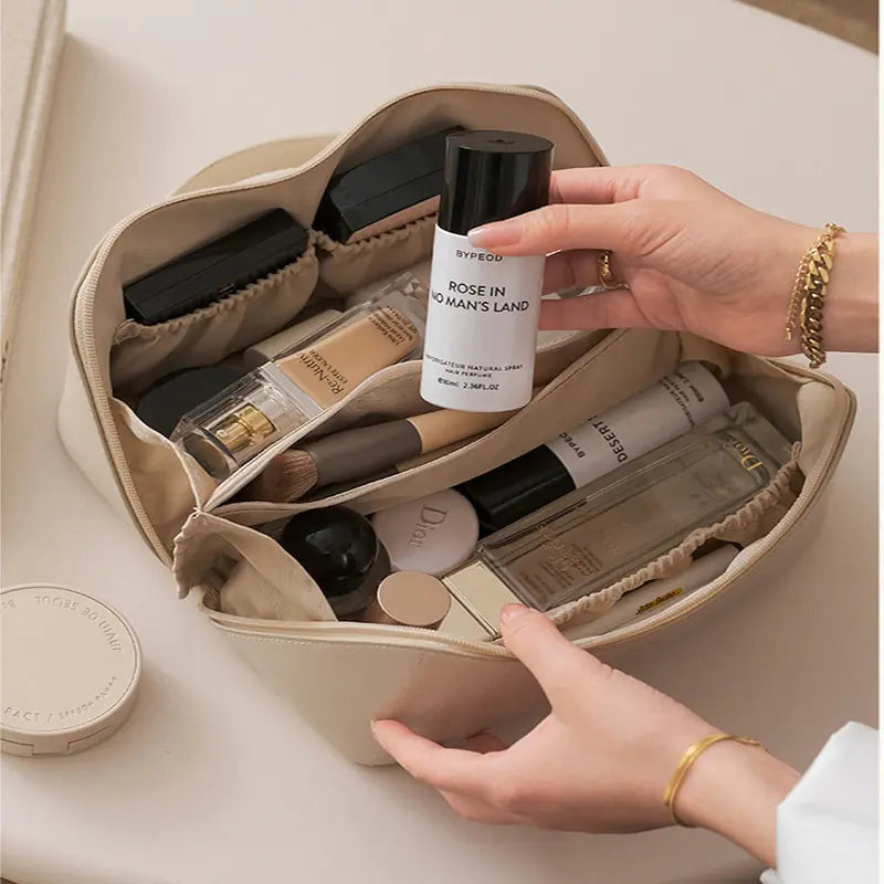 High-Capacity Leather Cosmetic Organizer - Uniq Niche