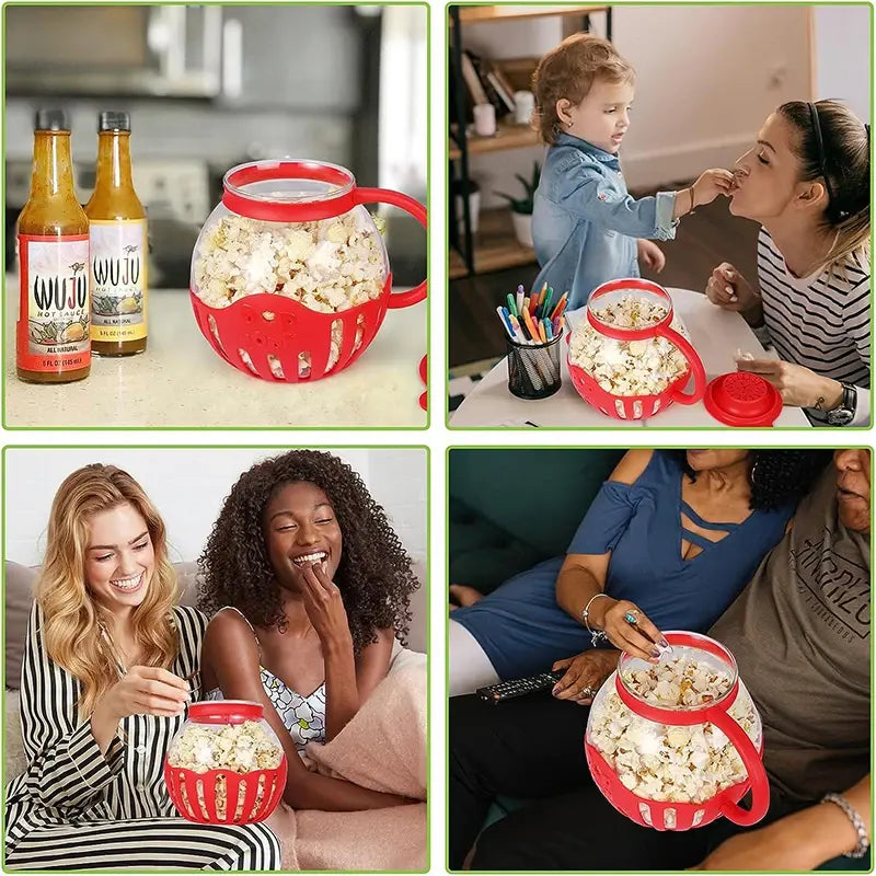 Microwave Glass Popcorn Popper With Silicone Lid - Uniq Niche