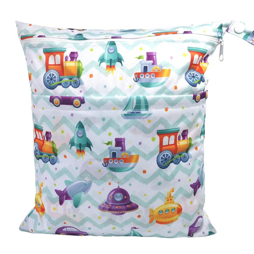 [Sigzagor]Wet Dry Bag With Two Zippered For Baby Diapers Nappies