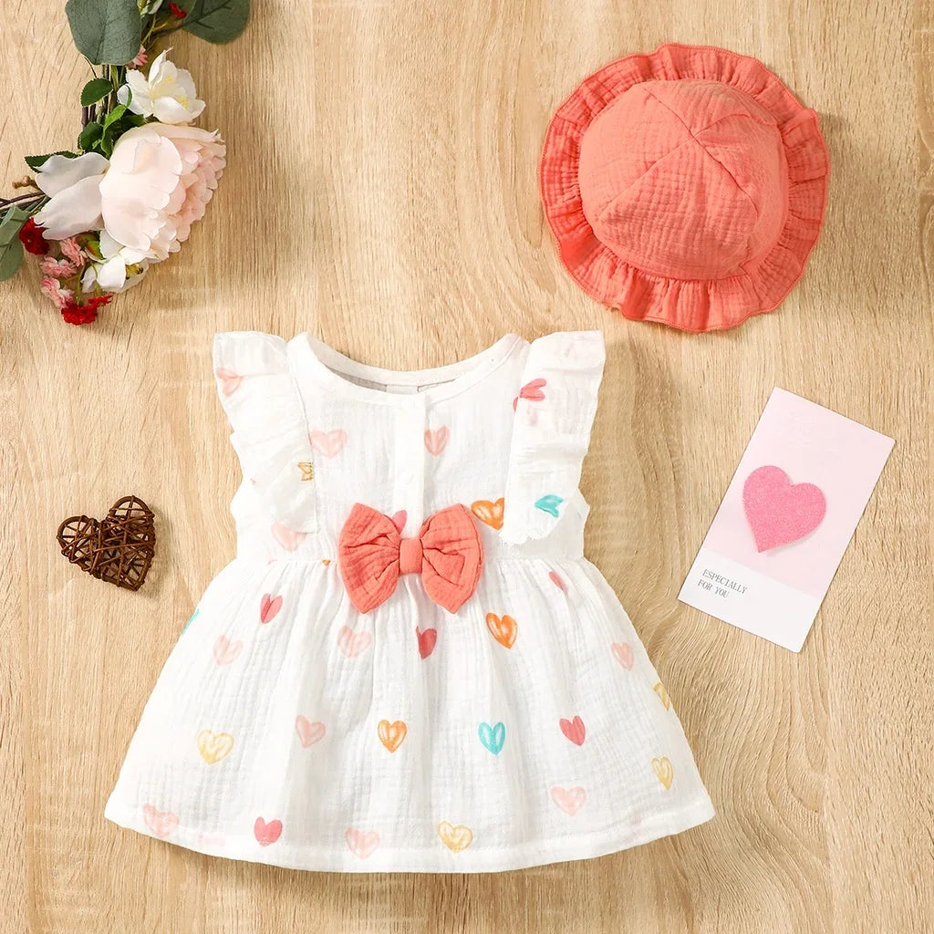 2PCS Dress Clothes Set Newborn Baby Girl Love Print Sleeveless Dress - Uniq Niche