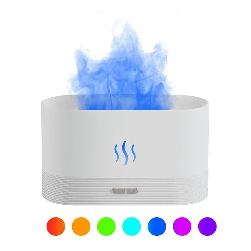 JJTHNCR Aromatherapy machine air humidifier ultrasonic cold mist machine atomizer LED essential oil flame lamp diffuser set