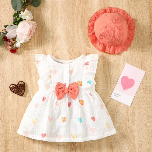 2PCS Dress Clothes Set Newborn Baby Girl Love Print Sleeveless Dress - Uniq Niche