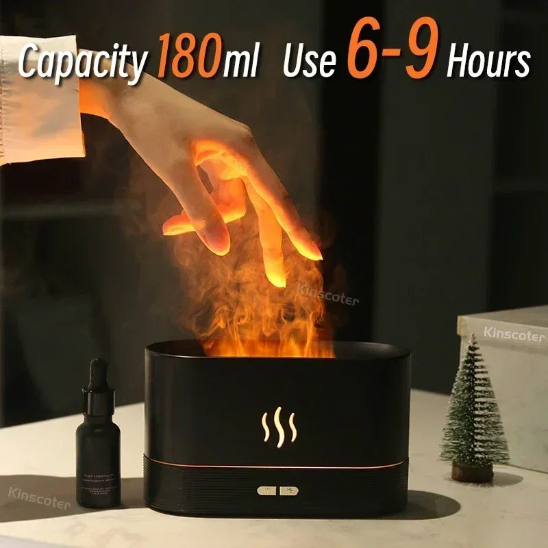 JJTHNCR Aromatherapy machine air humidifier ultrasonic cold mist machine atomizer LED essential oil flame lamp diffuser set - Uniq Niche