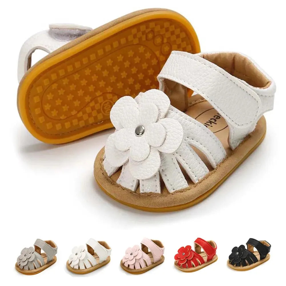 Infant Baby Girls Beach Sandals Flats and Soft Sole Non-slip Flower - Uniq Niche