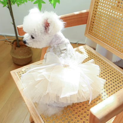 Pet Wedding Dress: Breathable White Princess Dress with Pulling Cord Button for Small to Medium Dogs - Uniq Niche