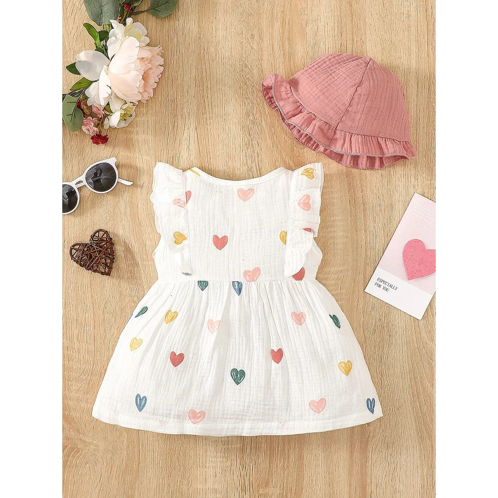 2PCS Dress Clothes Set Newborn Baby Girl Love Print Sleeveless Dress - Uniq Niche