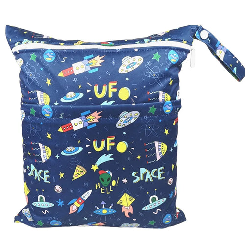 [Sigzagor]Wet Dry Bag With Two Zippered For Baby Diapers Nappies
