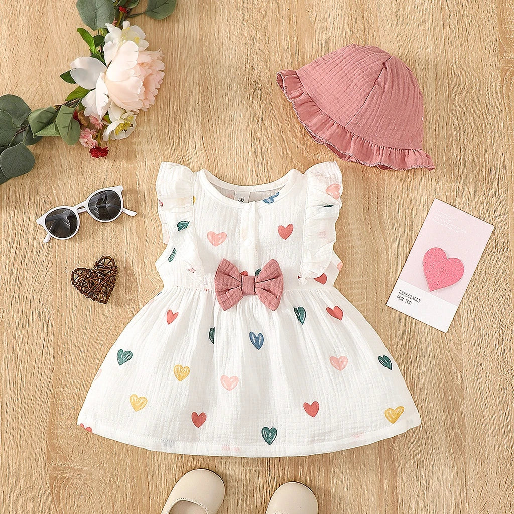 2PCS Dress Clothes Set Newborn Baby Girl Love Print Sleeveless Dress - Uniq Niche