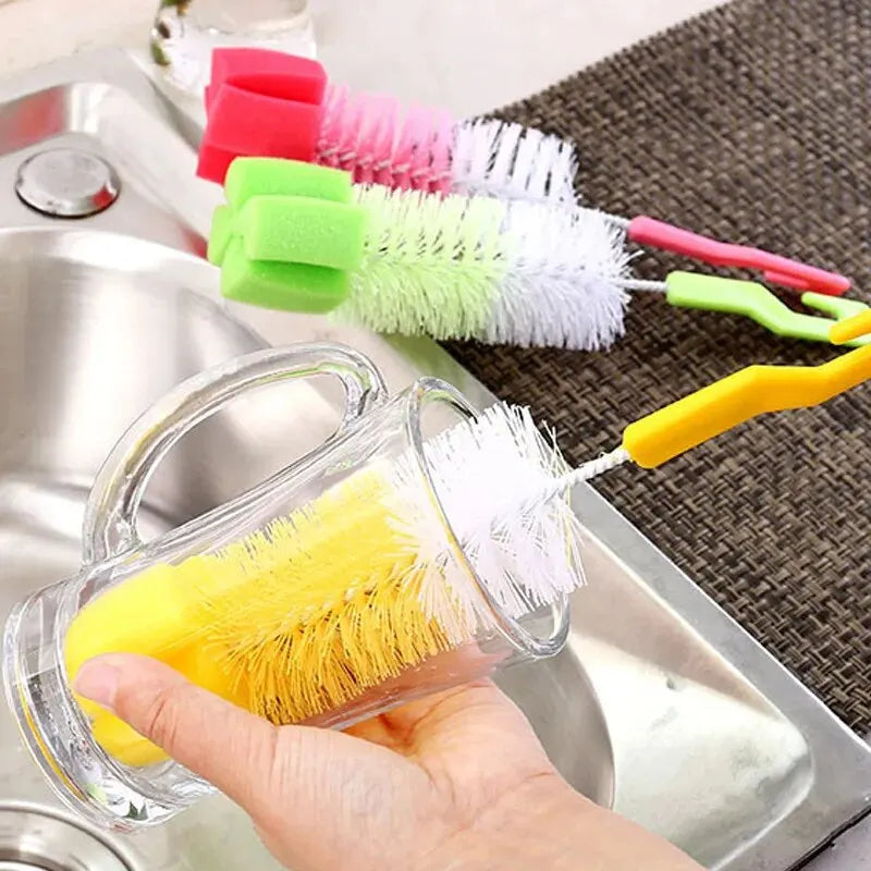 Baby Bottle Brush Multi-Purpose Long Handle Fine Hair Sponge Cleaning - Uniq Niche