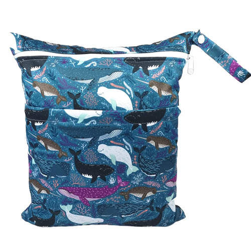 [Sigzagor]Wet Dry Bag With Two Zippered For Baby Diapers Nappies