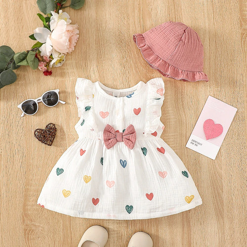 2PCS Dress Clothes Set Newborn Baby Girl Love Print Sleeveless Dress - Uniq Niche