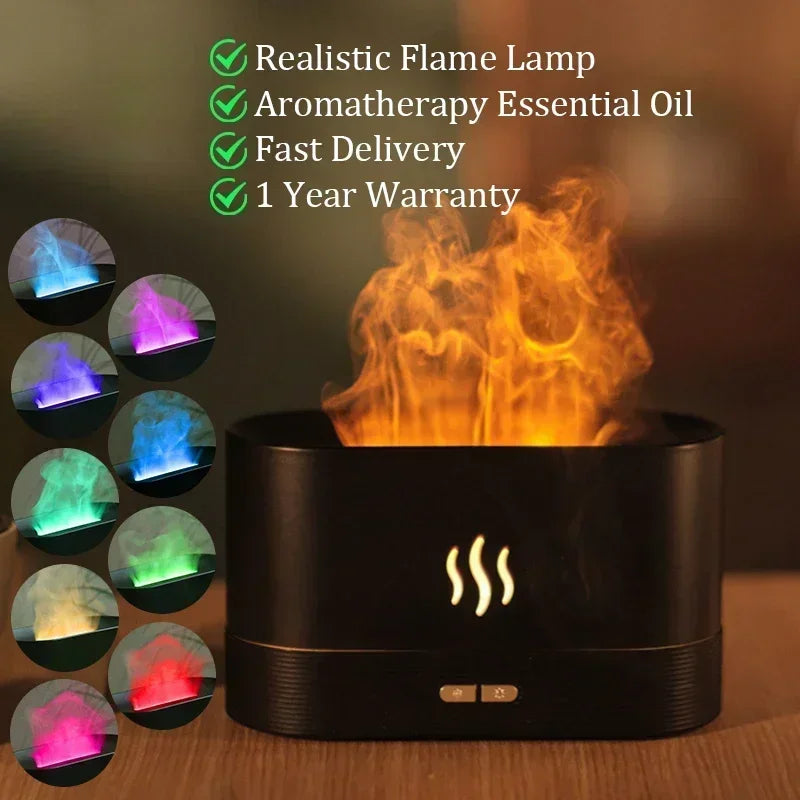 JJTHNCR Aromatherapy machine air humidifier ultrasonic cold mist machine atomizer LED essential oil flame lamp diffuser set - Uniq Niche