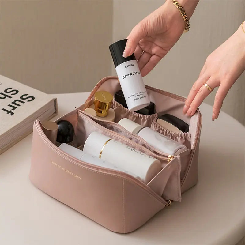 High-Capacity Leather Cosmetic Organizer - Uniq Niche