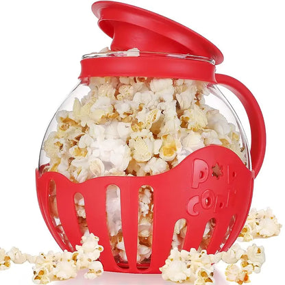 Microwave Glass Popcorn Popper With Silicone Lid - Uniq Niche