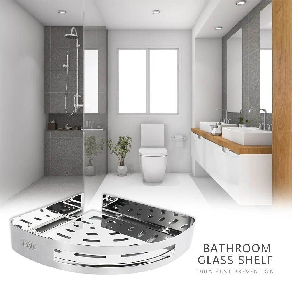 Stainless Steel Punch-Free Bathroom Shelf: Organize with Ease - Uniq Niche